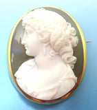 Fine 18k High Relief Genuine Natural Stone Cameo Pin (#J3568)