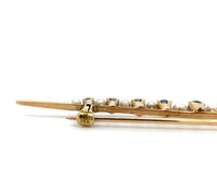 14k Antique Montana Sapphire and Pearl Bar Pin (#J5384)