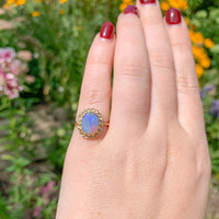 10k Yellow Gold 1.53 Carat Oval Genuine Natural Opal Ring Size 6 (#J6946)