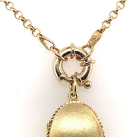 14k Yellow Gold Oval Locket with Decorative Engraving Heavy Chain (#J6514)