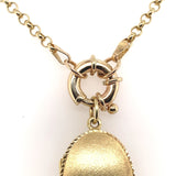 14k Yellow Gold Oval Locket with Decorative Engraving Heavy Chain (#J6514)