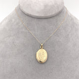 14k Yellow Gold Oval Locket with Hearts and Engraved Design (#J6437)