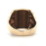 10k Gold Genuine Natural Tiger's Eye Men's Double Warrior Cameo Ring (#J6221)