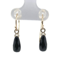 14k Gold 5.37 Carat TW Briolette Black Genuine Natural Spinel Earrings (#J7130)