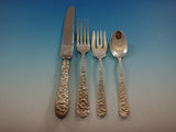 Rose by Stieff Sterling Silver Flatware Set Service 33 Pieces Repousse