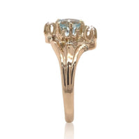 10k Rose Gold Victorian Genuine Natural Aquamarine Ring with Diamonds (#J6776)