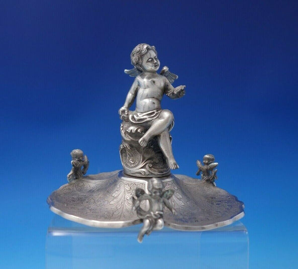 Portuguese Sterling Silver Cherub Stand w/Cherub Finial and Feet Figural (#4979)