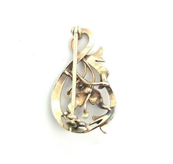 10k Yellow Gold Victorian Seed Pearl Flower Pin (#J5233)