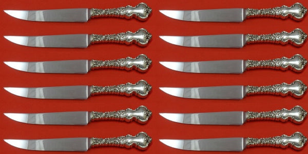 Du Barry by International Sterling Silver Steak Knife Custom Set 12 pcs 8 1/2"