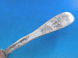 Lap Over Edge Acid Etched by Tiffany Sterling Dinner Fork Lilies Floral 7 7/8"