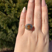 14k Yellow Gold 2.95 Carat Precious Genuine Natural Topaz Diamond Ring (#7112)