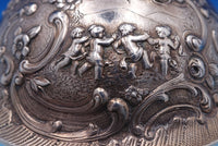 Louis XV Sterling Silver Powder Puff Vanity Base Cupids c1890 Rare Huge (#8376)
