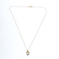 14k Yellow Gold Genuine Natural Opal Pendant with Sapphires (#J6227)