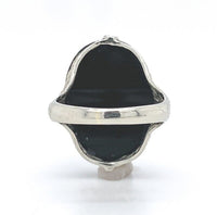 18k White Gold Art Deco Filigree Genuine Natural Stone Cameo Ring (#J6214)