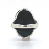 18k White Gold Art Deco Filigree Genuine Natural Stone Cameo Ring (#J6214)