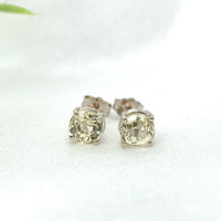 14k White Gold Pale Yellow Sapphire Stud Earrings Natural Unheated (#J7135)