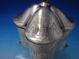 Austrian Sterling Silver Tea Caddy Brite Cut Eagle Finial c.1890 Vintage (#5982)
