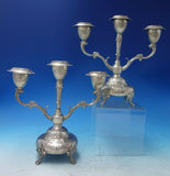 Louis XIV by Unknown German .800 Silver Candelabra Pair 3-Light c.1920 (#5483)