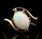10k Yellow Gold Australian Genuine Natural Opal Bypass Ring Size 6 (#J6782)