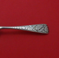 Duhme Sterling Silver Beef Fork with Flowers 6 3/8" Acid Etched Silverware