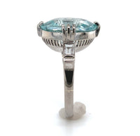 14k White Gold 4.14ct Genuine Natural Aquamarine and Diamond Ring (#J6400)