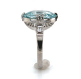 14k White Gold 4.14ct Genuine Natural Aquamarine and Diamond Ring (#J6400)