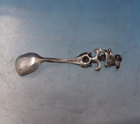 German Glass Sterling Salt Dip Swan Shape Moveable Wings Divided w/Spoon (#7215)