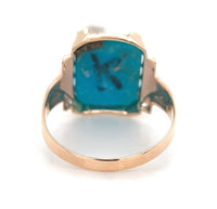 10k Rose Gold Ring with a 3.36 Carat Morenci Genuine Natural Turquoise (#J6563)