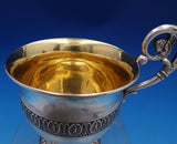 French Sterling Silver Cup and Saucer 2pc GW Winged Cherub Applied Border #8422