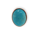 14k Rose Gold Genuine Kingman Turquoise Stud Earrings 3.12 Carats TW (#J7141)