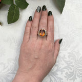 Art Deco 10k White Gold 6.90 Carat Genuine Natural Citrine Men's Ring (#J7493)