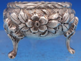 Repousse by Kirk Sterling Silver Open Salt Pepper Shaker & Spoon Set 3-pcs #8365
