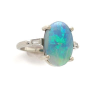 14k Gold 3.04 Carat Australian Genuine Natural Opal and Diamond Ring (#J6456)