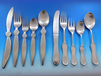 Designer Mixed Stainless Steel Flatware Set #1 Service 62 Pieces Modern Unused