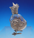 Silverplate Pepper Shaker Form of Chicken with Glass Body 3" Tall (#9006)