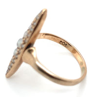 10k Yellow Gold Victorian Navette or Marquise Seed Pearl Ring Size 3.75 (#J6284)
