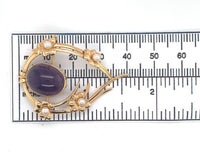 18k Yellow Gold Swedish Amethyst and Seed Pearl Flower Pin Jewelry (#J6250)