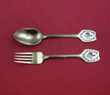 Christmas by A. Michelsen Sterling Silver Fork and Spoon Set 2pc 1951 Vermeil
