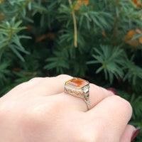 14k White Gold 4.97 Carat Genuine Natural Citrine Filigree Ring Size 9 (#J6367)