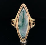 10k Yellow Gold Handwrought Genuine Natural Moss Agate Ring Size 5 (#J6580)