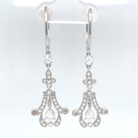 18k Gold Rose Cut 1 Carat Genuine Natural Diamond Dangle Drop Earrings (#J6263)