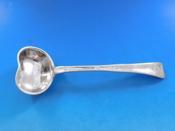Lap Over Acid Etched Tiffany Sterling Silver Gravy Ladle Floral Motif 7 5/8"