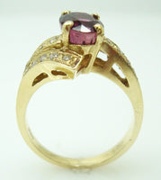 14k Gold 1.84ct Raspberry Genuine Natural Sapphire and Diamond Ring (#J507)