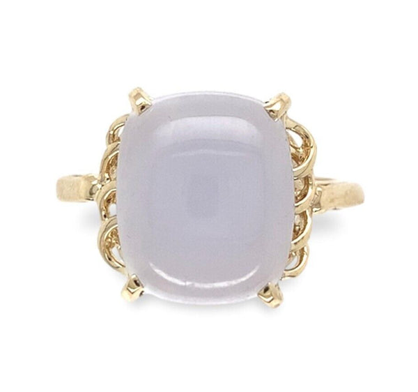 10k Yellow Gold 4.35ct Lavender Genuine Natural Chalcedony Ring Size 7 (#J7116)