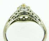 Art Deco 18k White Gold Filigree Genuine Natural Diamond Ring .37ct  (#J741)