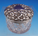 Sterling Silver and Cut Glass Dresser Jar with Repoussed Flowers (#9241)