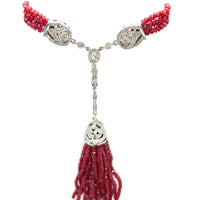14k White Gold 163 Carats Genuine Natural Ruby Bead Necklace (#J5340)