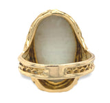 Handwrought 14k Yellow Gold Ring with Huge Blue Mabe Pearl Size 9 (#J7241)