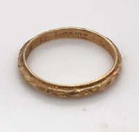 10k Yellow Gold Floral Baby Infant Band Ring with Beaded Edges Size 0 (#J6191)