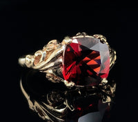 10k Yellow Gold 1.68ct Deep Red Genuine Natural Garnet Ring Size 6.25 (#J6386)